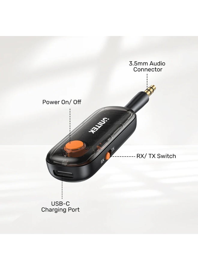 UNITEK 2-in-1 Bluetooth 5.3 Transmitter & Receiver, Low Latency, 10m Range, Works While Charging, Wireless Audio Adapter for TV, In-Flight Entertainment, Speakers & Headphones