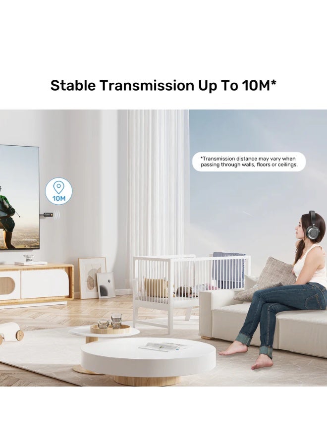 UNITEK 2-in-1 Bluetooth 5.3 Transmitter & Receiver, Low Latency, 10m Range, Works While Charging, Wireless Audio Adapter for TV, In-Flight Entertainment, Speakers & Headphones - Image 4