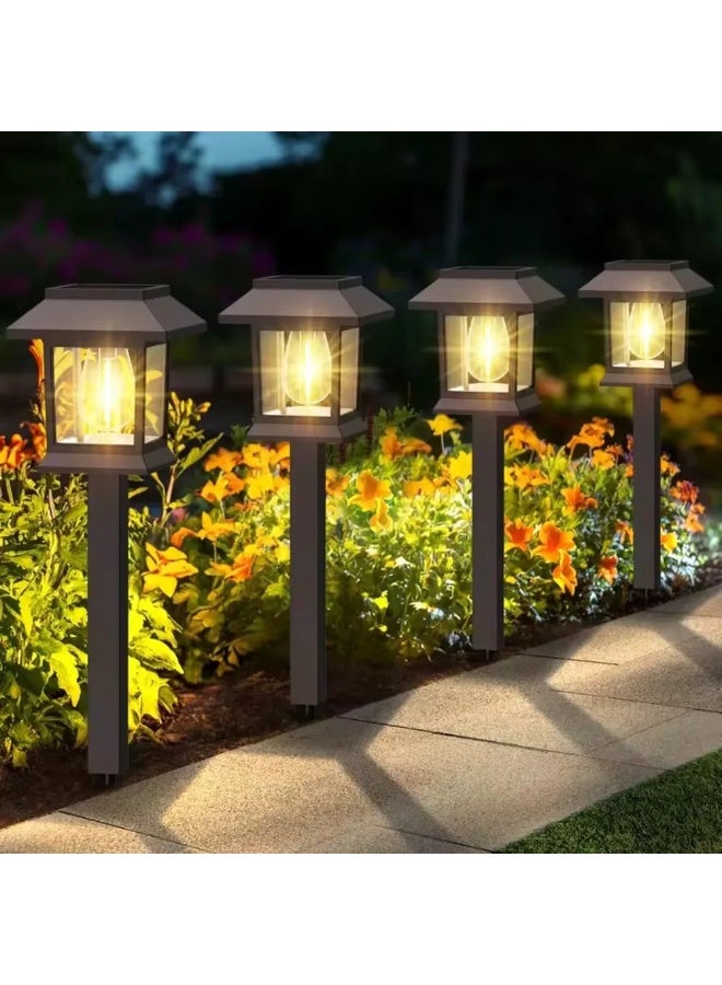 4PCS Outdoor Garden Solar Pathway Lights, Retro Waterproof Landscape Lamps for Courtyard, Grassland - Image 1