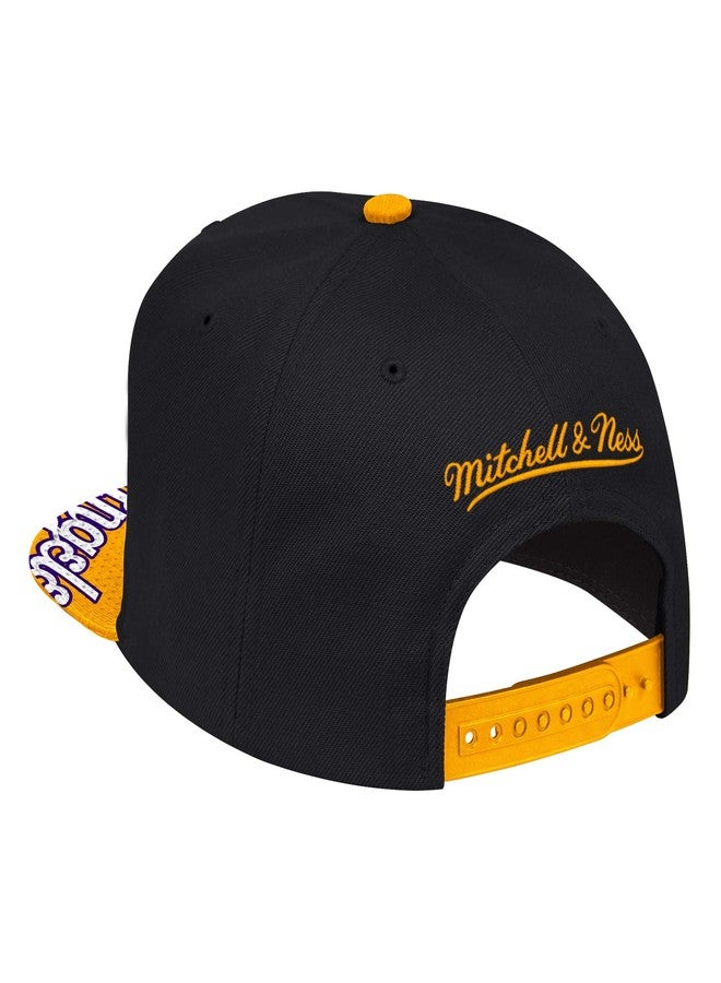 Mitchell & Ness Los Angeles Lakers Retro SNAP Shot Snapback NBA Adjustable Hat - Black/Yellow/Purple - Image 2