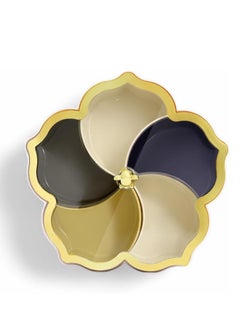 Plan A Flower Design Serving Plate, Divided 5 Compartments with Clear Lid with Gold Frame.Ideal for Serving Desserts, Nuts, and Treats Add a Sophisticated Touch to Your Hospitality (Purple with Gold Frame)  - Image 3