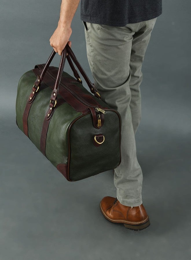 Adyan Travel Duffel Bag Luggage for Sports Gym-Leather Duffle Bag for Men and Women-Carry on Weekender Luggage Overnight Bags for Men, Dark Green, Medium - Image 3