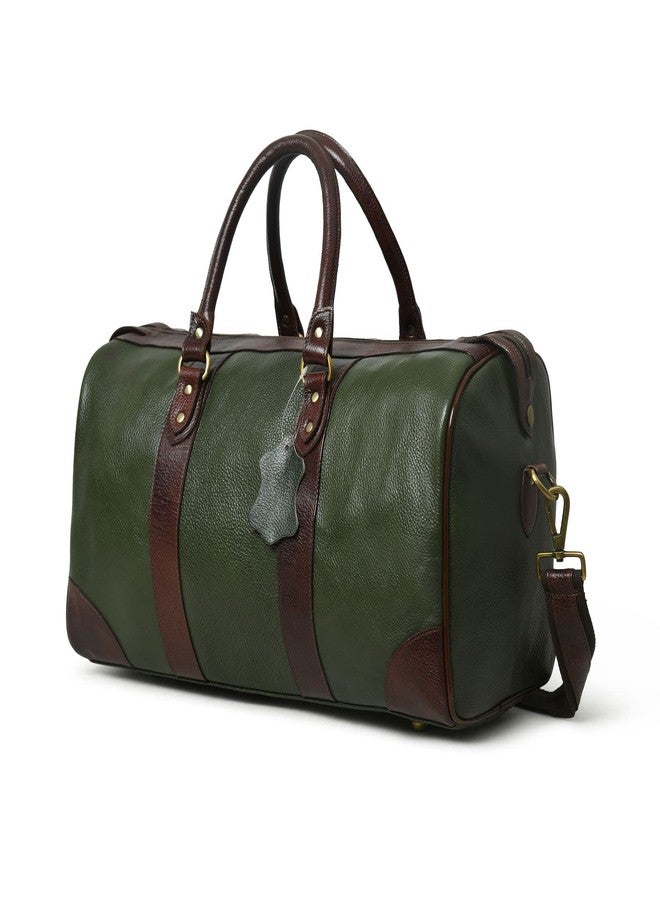Adyan Travel Duffel Bag Luggage for Sports Gym-Leather Duffle Bag for Men and Women-Carry on Weekender Luggage Overnight Bags for Men, Dark Green, Medium - Image 1