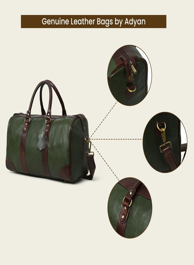 Adyan Travel Duffel Bag Luggage for Sports Gym-Leather Duffle Bag for Men and Women-Carry on Weekender Luggage Overnight Bags for Men, Dark Green, Medium - Image 4