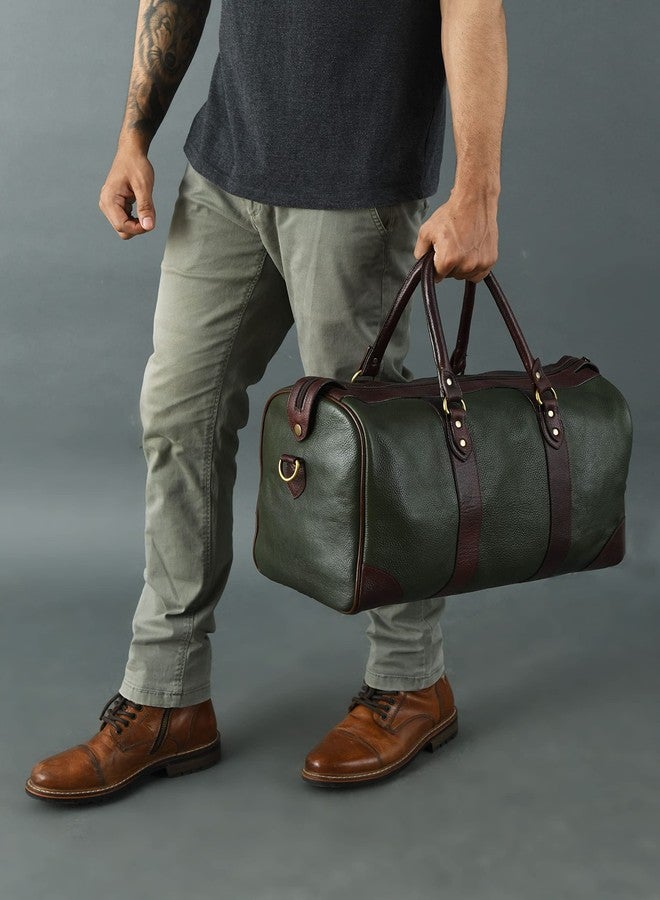 Adyan Travel Duffel Bag Luggage for Sports Gym-Leather Duffle Bag for Men and Women-Carry on Weekender Luggage Overnight Bags for Men, Dark Green, Medium - Image 2