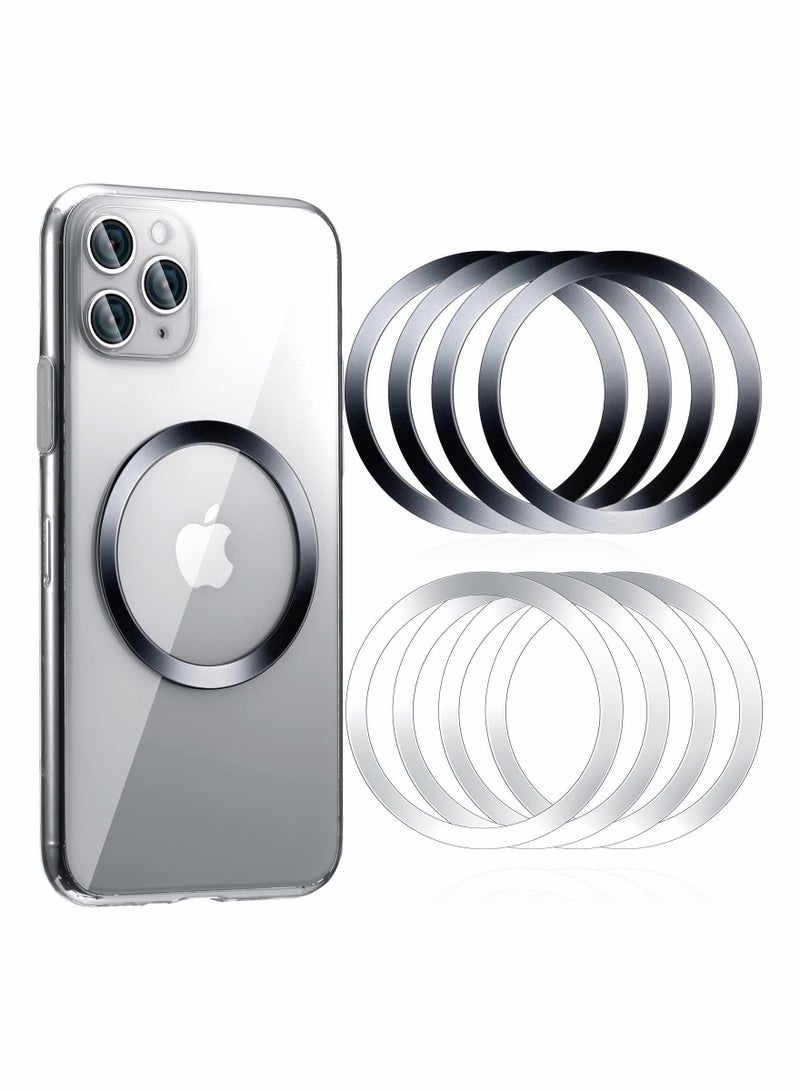 SYOSI 8 Pieces Magnetic Wireless Car Charger Metal Rings with Sticker Universal Metal Rings Compatible with MagSafe Wireless Charger, Black and Silver  - Image 1