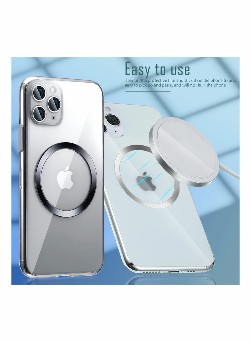 SYOSI 8 Pieces Magnetic Wireless Car Charger Metal Rings with Sticker Universal Metal Rings Compatible with MagSafe Wireless Charger, Black and Silver  - Image 2