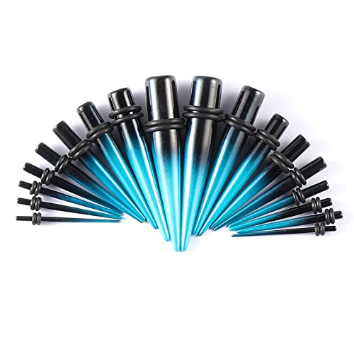 Memsion Ear Gauges Kit - 54 Pieces, 14G-00G Acrylic Ear Expander Set with Spiral Tapers and Plugs, Blue & Black - Image 3