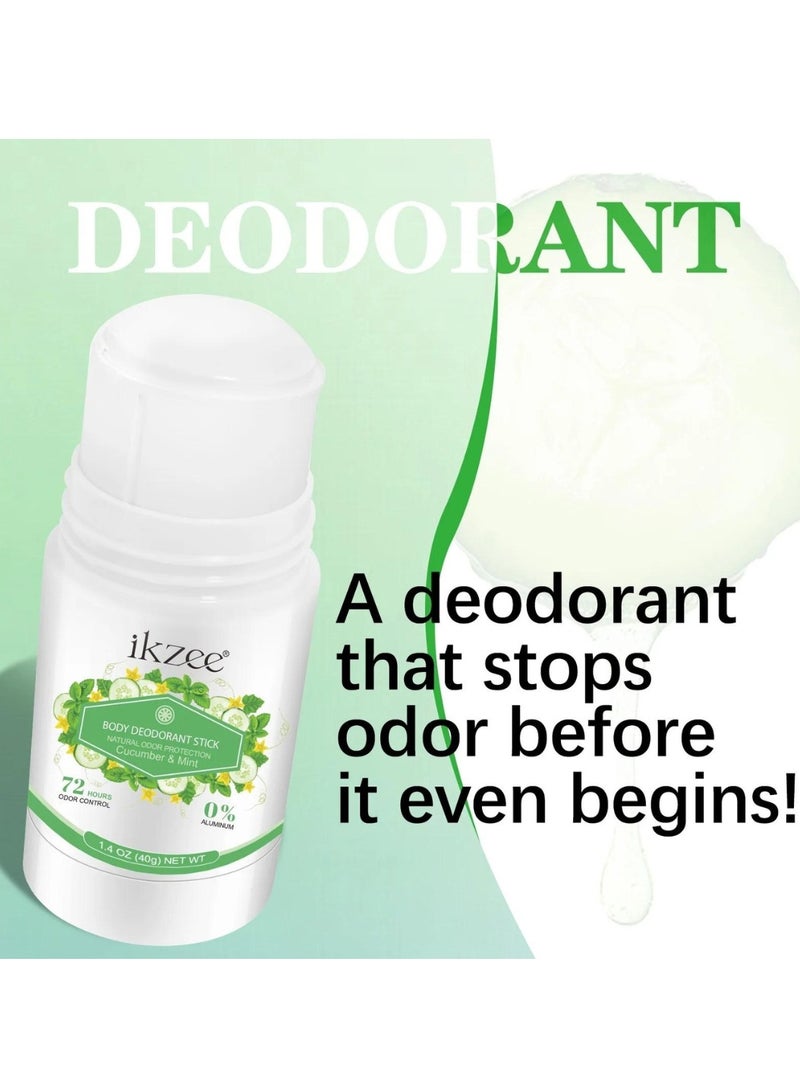 IKZEE Whole Body Deodorant Stick Cucumber and Mint 72 Hour Odor Control Aluminum Free Baking Soda Free Natural Scented Skin Safe for Armpit and Other Parts Odor Control Cream 40g - Image 3