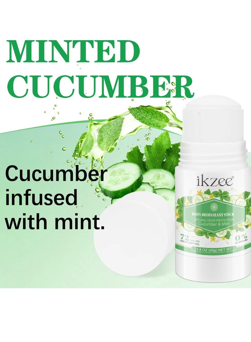 IKZEE Whole Body Deodorant Stick Cucumber and Mint 72 Hour Odor Control Aluminum Free Baking Soda Free Natural Scented Skin Safe for Armpit and Other Parts Odor Control Cream 40g - Image 4