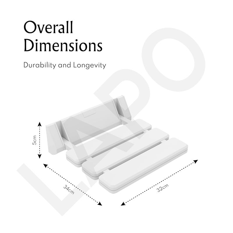 LAPO Shower Seat for Bathroom, Wall Mounted Foldable Shower Seat for Bathroom for Senior Citizens, Kids, Elders and Disabled, Space-Saving Pull Out Foldable Bench Wall Mounted (90° Foldable, 13”) - Image 2