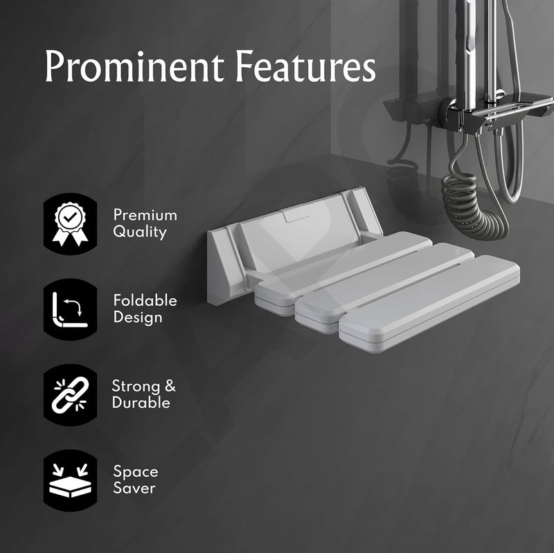 LAPO Shower Seat for Bathroom, Wall Mounted Foldable Shower Seat for Bathroom for Senior Citizens, Kids, Elders and Disabled, Space-Saving Pull Out Foldable Bench Wall Mounted (90° Foldable, 13”) - Image 3