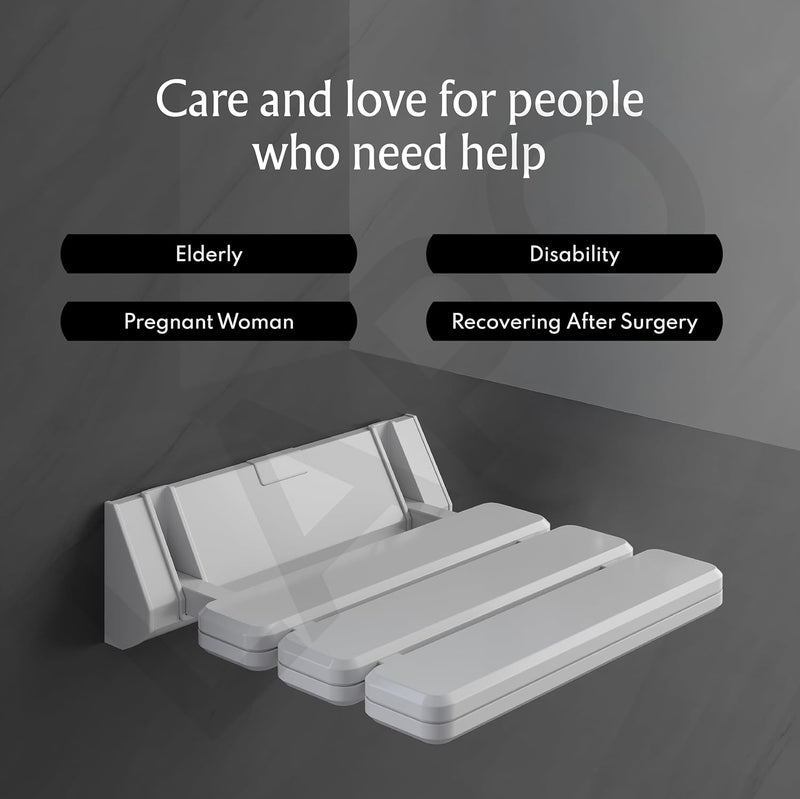 LAPO Shower Seat for Bathroom, Wall Mounted Foldable Shower Seat for Bathroom for Senior Citizens, Kids, Elders and Disabled, Space-Saving Pull Out Foldable Bench Wall Mounted (90° Foldable, 13”) - Image 5