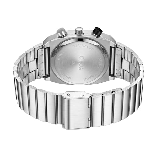 CILOA Mens Watches Chronograph Stainless Steel Waterproof Date Analog Business Fashion Wristwatch for Men（White） - Image 2