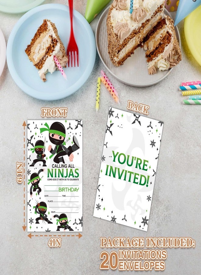 Zmyollo Ninjas Birthday Invitations with Envelopes - 20PCS Kids Birthday Party Invitations for Boys and Girls - Martial Arts Birthday Party Supplies Decorations -39 - Image 4