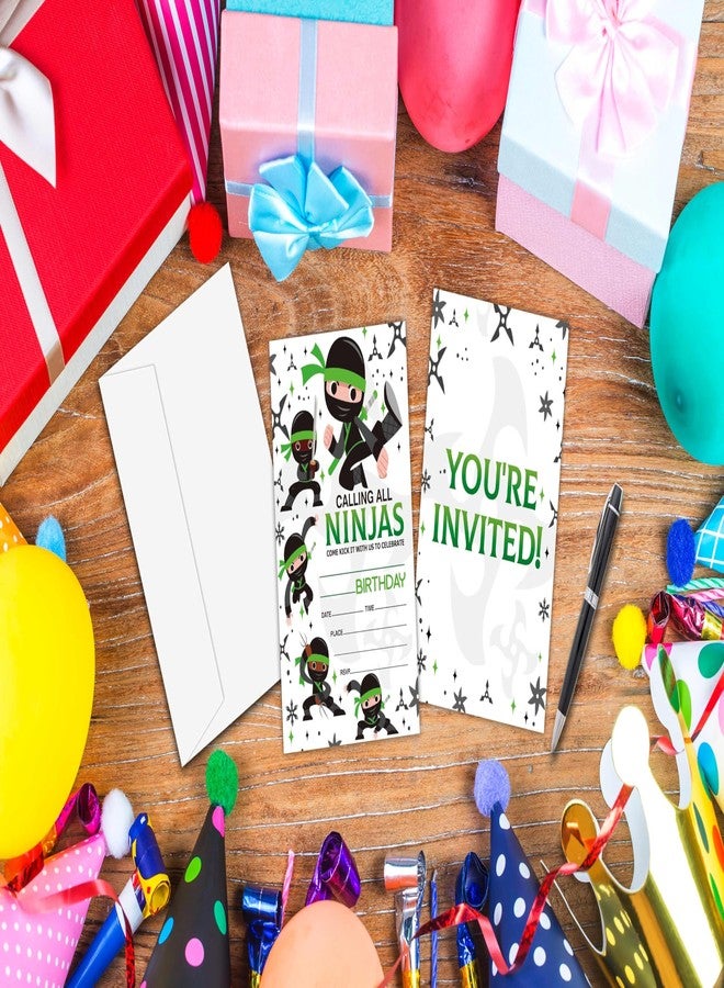 Zmyollo Ninjas Birthday Invitations with Envelopes - 20PCS Kids Birthday Party Invitations for Boys and Girls - Martial Arts Birthday Party Supplies Decorations -39 - Image 3