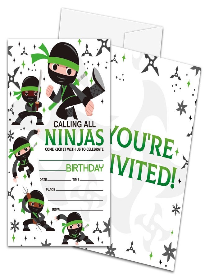 Zmyollo Ninjas Birthday Invitations with Envelopes - 20PCS Kids Birthday Party Invitations for Boys and Girls - Martial Arts Birthday Party Supplies Decorations -39 - Image 2
