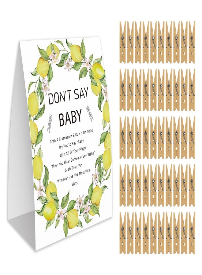 Xenseou Don't Say Baby Game for Baby Shower, 50 Wooden Clothespins and one Sign, Lemon Theme, Pins for Baby Shower Decorations, Gender Reveal Games, Baby Shower Supplies-BB40 - Image 2