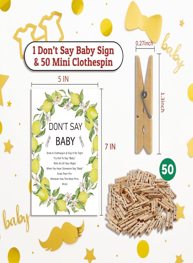 Xenseou Don't Say Baby Game for Baby Shower, 50 Wooden Clothespins and one Sign, Lemon Theme, Pins for Baby Shower Decorations, Gender Reveal Games, Baby Shower Supplies-BB40 - Image 4