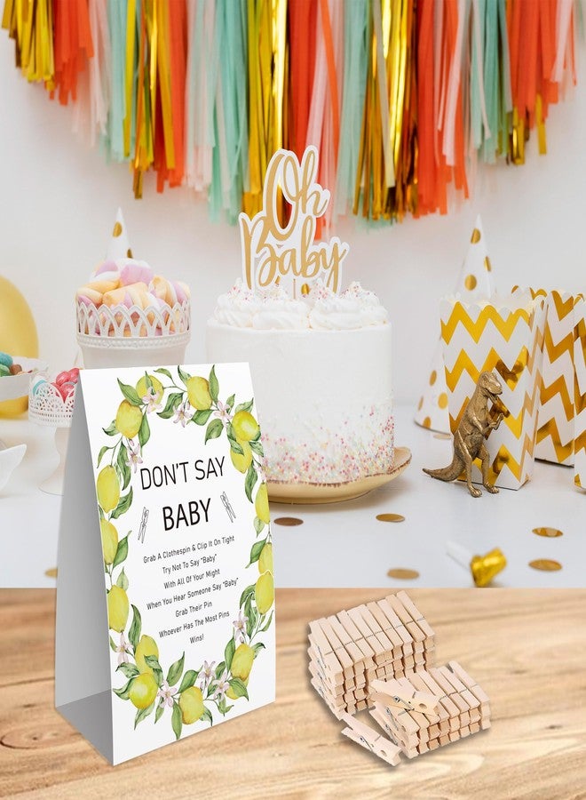 Xenseou Don't Say Baby Game for Baby Shower, 50 Wooden Clothespins and one Sign, Lemon Theme, Pins for Baby Shower Decorations, Gender Reveal Games, Baby Shower Supplies-BB40 - Image 5
