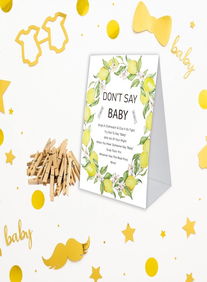 Xenseou Don't Say Baby Game for Baby Shower, 50 Wooden Clothespins and one Sign, Lemon Theme, Pins for Baby Shower Decorations, Gender Reveal Games, Baby Shower Supplies-BB40 - Image 3