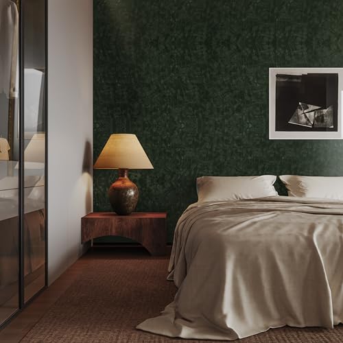 Abyssaly Dark Green Peel and Stick Wallpaper Modern Textured Embossed Wall Paper Removable Self Adhesive Vinyl Wrap Waterproof Contact Paper for Bathroom Bedroom Home Decor 157 x 590 - Image 3
