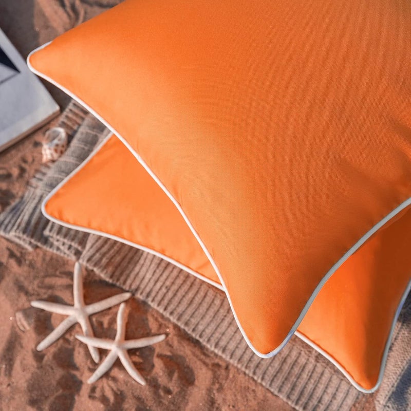 Phantoscope Pack of 2 Outdoor Waterproof Solid Throw Decorative Pillow Cover Decorative Square Outdoor Pillows Cushion Case Patio Pillows for Couch Tent, Orange 12x20 inches 30x50 cm - Image 2