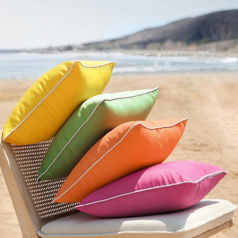 Phantoscope Pack of 2 Outdoor Waterproof Solid Throw Decorative Pillow Cover Decorative Square Outdoor Pillows Cushion Case Patio Pillows for Couch Tent, Orange 12x20 inches 30x50 cm - Image 5
