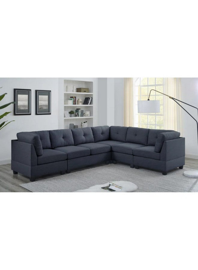 Al Home 6 Seater L-Shape Sofa 300×220×90×85 Cm - Grey - Image 1