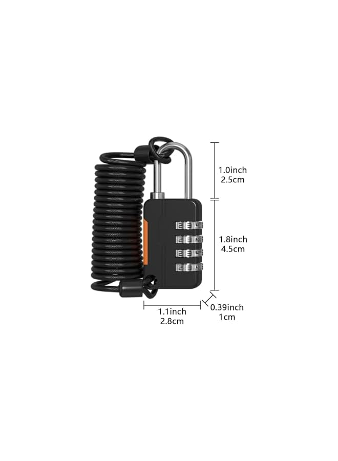 PROMASS PROMASS 2Pcs 4 Digit Combination Lock Outdoor Waterproof Padlock with Steel Cable Rope, Padlock for File Cabinets Refrigerator Door Bikes Gym Locker (Black)  - Image 2