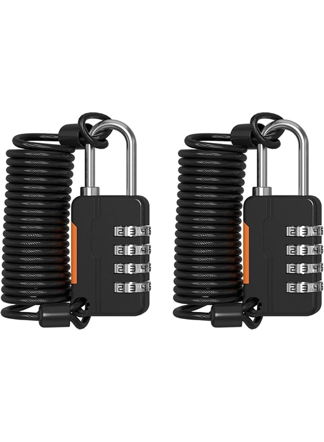 PROMASS PROMASS 2Pcs 4 Digit Combination Lock Outdoor Waterproof Padlock with Steel Cable Rope, Padlock for File Cabinets Refrigerator Door Bikes Gym Locker (Black)  - Image 1