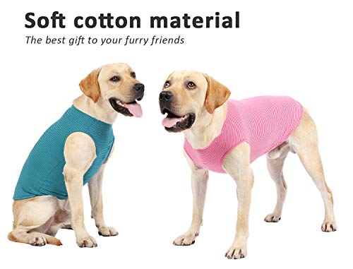 WEONE Dog Summer T-Shirts Striped Cotton Vest,Pet Breathable Soft Basic Clothes for Small Medium Larg Boy Girl Dogs,S - Image 2