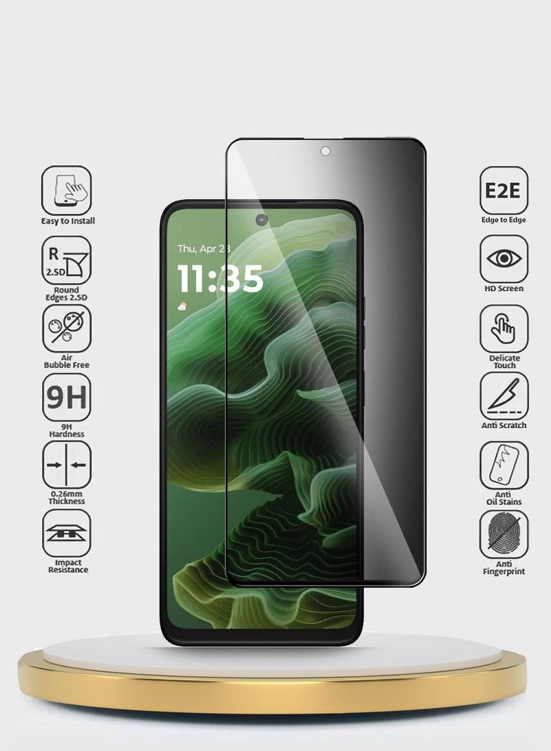Wtech Motorola Moto G35 5G 2024 / Motorola Moto G05 4G 2025 / Motorola Moto G15 4G 2025 Premium E2E Series Privacy Full Glue Full Cover Tempered Glass Screen Protector (MSGECP) - Clear/Black - Image 2