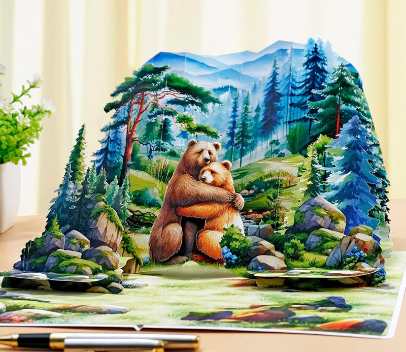 CUT POPUP.COM CUTPOPUP Valentines Day Card, Anniversary Card Pop Up, 3D Couple Greeting, Animal Love Gift for Her, Wife, Husband, Him, All Occassions (Bears) - Image 2