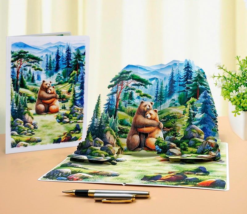 CUT POPUP.COM CUTPOPUP Valentines Day Card, Anniversary Card Pop Up, 3D Couple Greeting, Animal Love Gift for Her, Wife, Husband, Him, All Occassions (Bears) - Image 4
