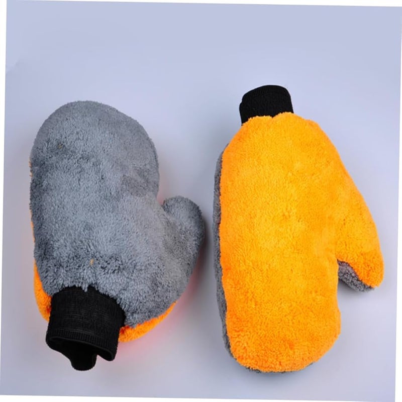 قفاز غسيل السيارات من الألياف الدقيقة ذو الجانب المزدوج مع قفازات الفرو عالية الكثافة للتنظيف دون خدش - Image 5