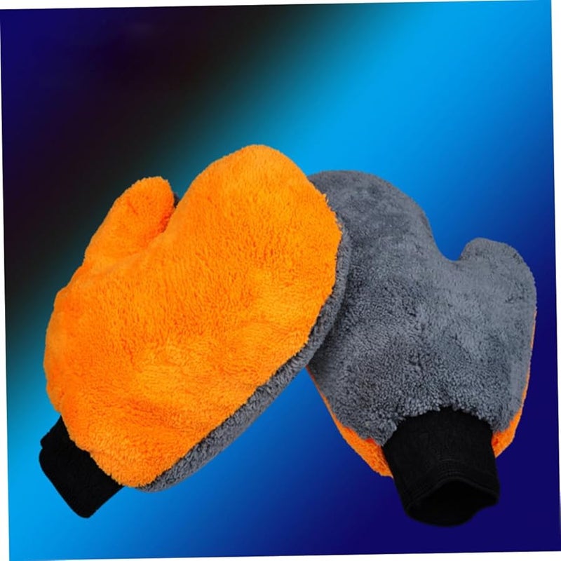 قفاز غسيل السيارات من الألياف الدقيقة ذو الجانب المزدوج مع قفازات الفرو عالية الكثافة للتنظيف دون خدش - Image 3