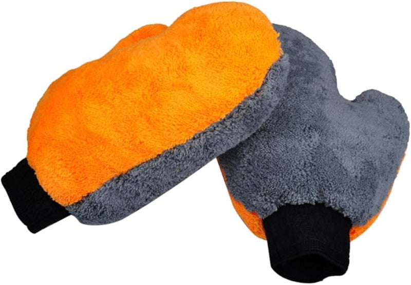 قفاز غسيل السيارات من الألياف الدقيقة ذو الجانب المزدوج مع قفازات الفرو عالية الكثافة للتنظيف دون خدش - Image 2