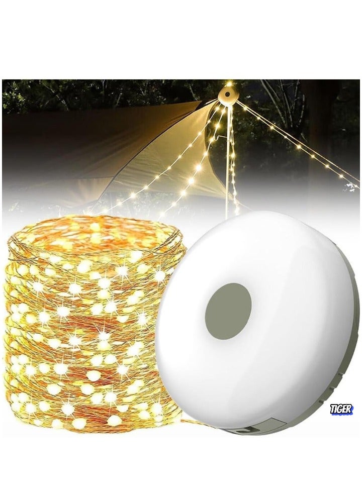 TIGER Camping String Lights, 10M Outdoor Waterproof Portable Stowable LED Lights with 5 Lighting Modes, USB Rechargeable, Warmyard Lights for Camping, RV, Hiking, Energy Class A  - Image 1