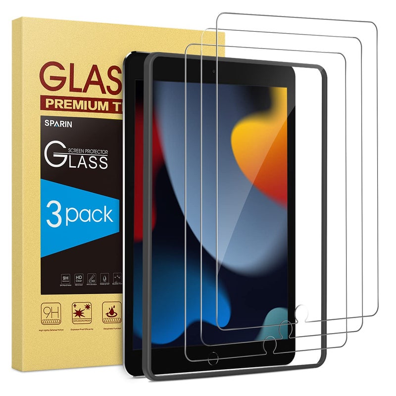 SPARIN 3 Pack Screen Protector for iPad 9th 8th 7th Generation 10.2 inch, Tempered Glass Compatible with iPad 9 8 7 (2021 2020 2019) - Image 1