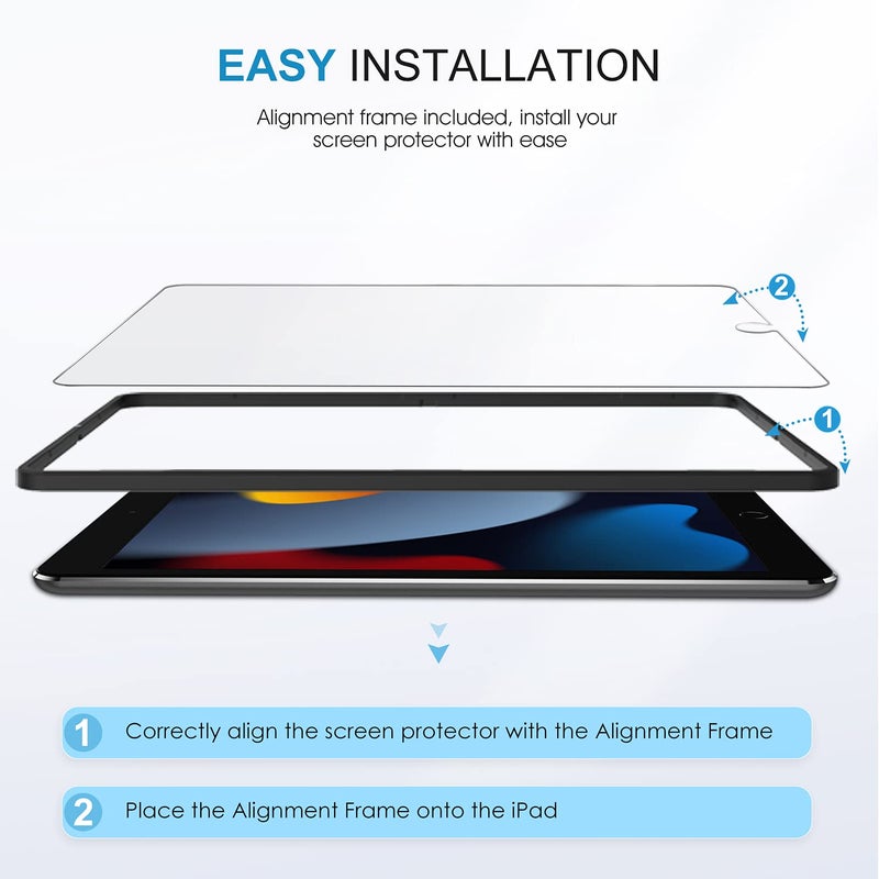 SPARIN 3 Pack Screen Protector for iPad 9th 8th 7th Generation 10.2 inch, Tempered Glass Compatible with iPad 9 8 7 (2021 2020 2019) - Image 2
