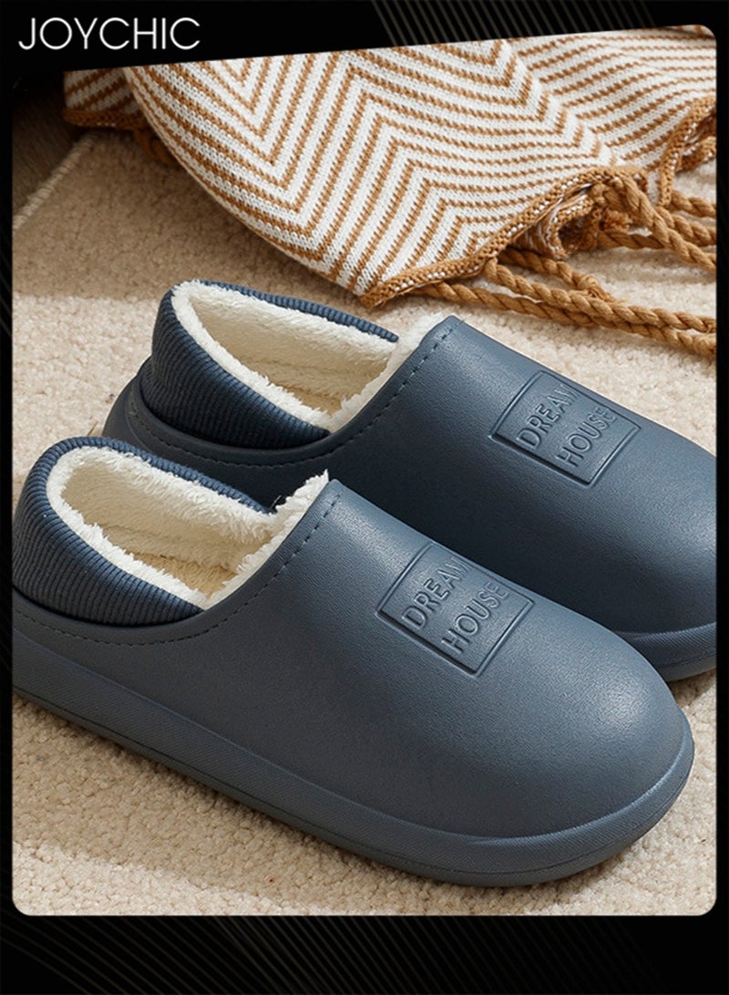 Joychic نعال قطنية شتوية وخريفية مقاومة للماء شاملة، غير قابلة للانزلاق، مقاومة للاستخدام، دافئة، للمنزل، داخلية، للرجال - Image 1