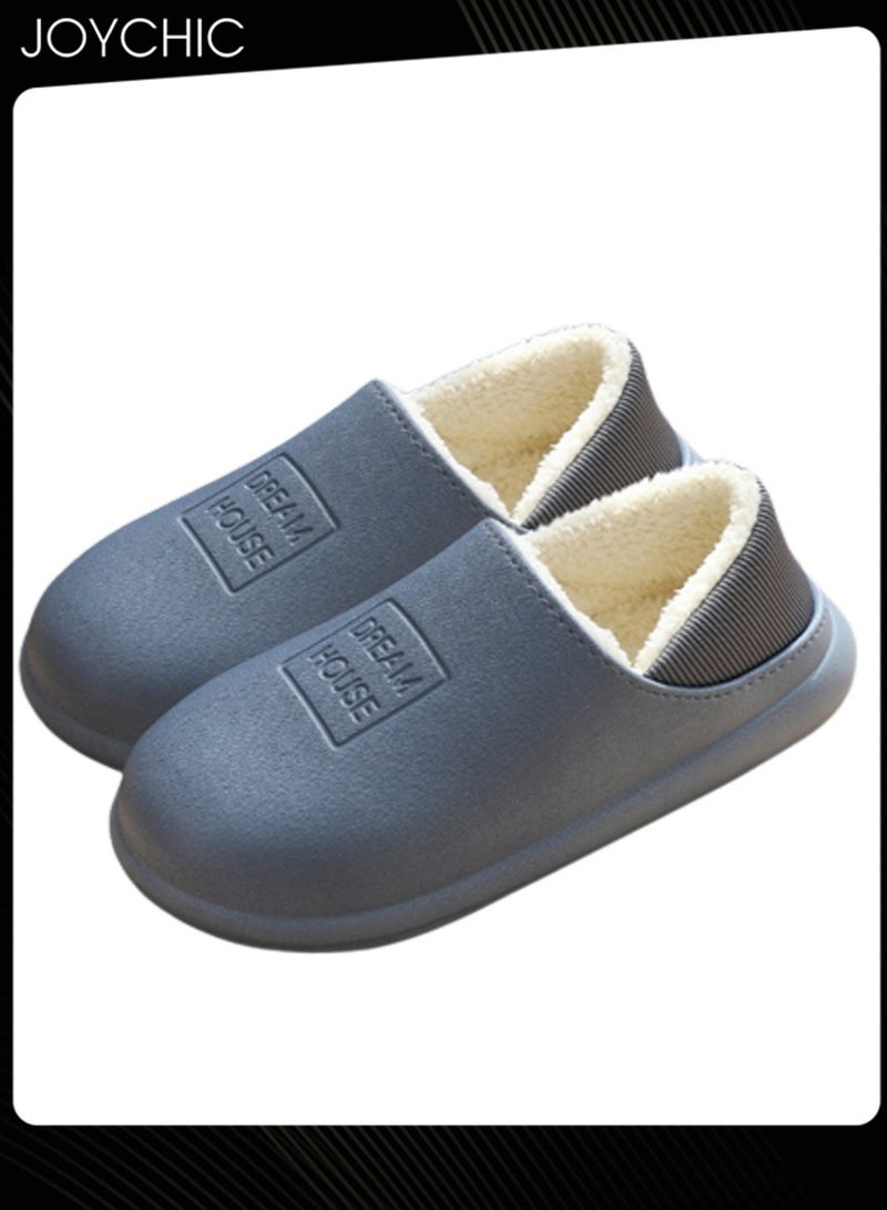 Joychic نعال قطنية شتوية وخريفية مقاومة للماء شاملة، غير قابلة للانزلاق، مقاومة للاستخدام، دافئة، للمنزل، داخلية، للرجال - Image 3
