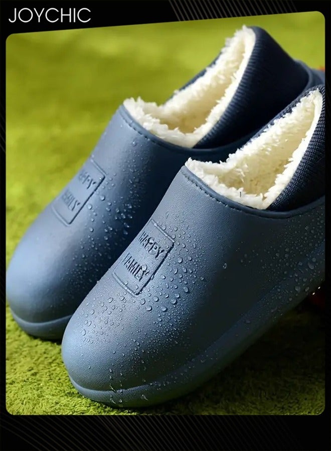 Joychic نعال قطنية شتوية وخريفية مقاومة للماء شاملة، غير قابلة للانزلاق، مقاومة للاستخدام، دافئة، للمنزل، داخلية، للرجال - Image 2