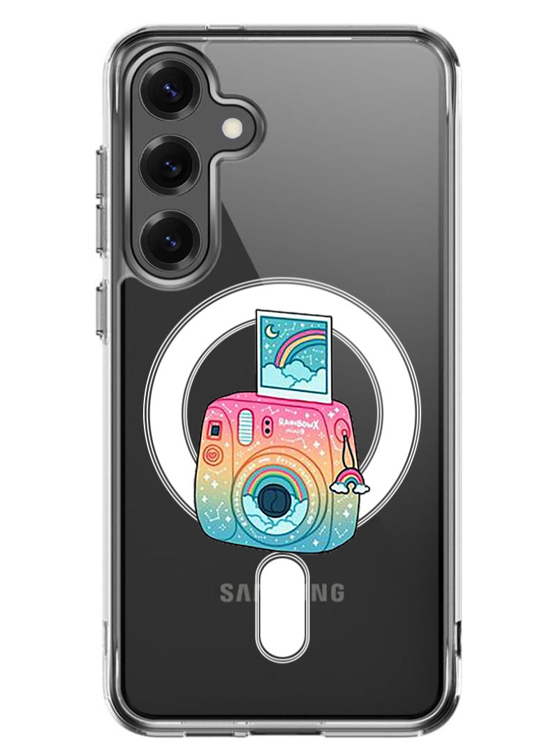 Theodor Magnetic Case for Samsung Galaxy S25 6.2-inch Compatible with MagSafe Wireless Charging, Shockproof Phone Bumper Cover Polaroid - Image 1