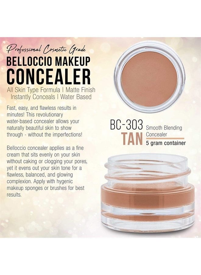 Belloccio High Definition Tan Shade Makeup Concealer 5 gram Jar - Conceal Imperfections, Hide Blemishes, Dark Under Eye Circles, Cosmetic Cream - Use Under Airbrush Foundation  - Image 2