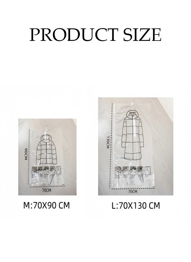 6 pieces hanging vacuum bag storage bag, reusable, space saving, compression bag with hanger, 3 pieces 70 x 130 cm, 3 pieces 70 x 90 cm