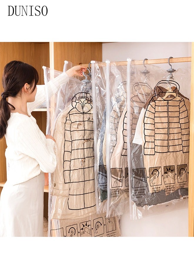 6 pieces hanging vacuum bag storage bag, reusable, space saving, compression bag with hanger, 3 pieces 70 x 130 cm, 3 pieces 70 x 90 cm