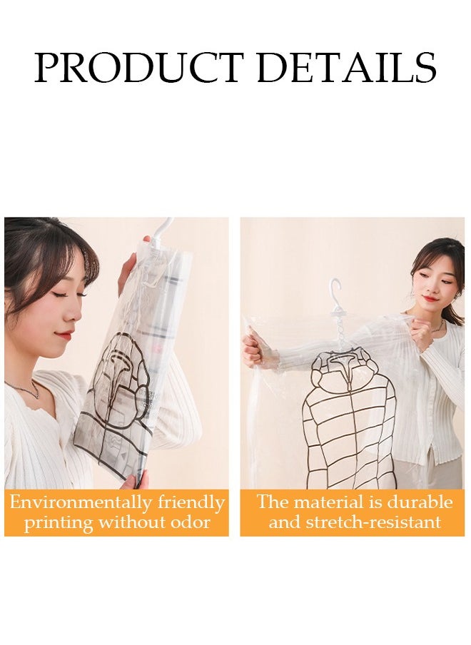 6 pieces hanging vacuum bag storage bag, reusable, space saving, compression bag with hanger, 3 pieces 70 x 130 cm, 3 pieces 70 x 90 cm