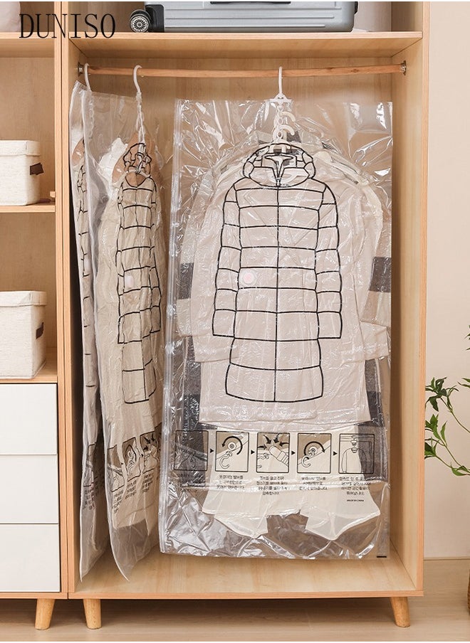 6 pieces hanging vacuum bag storage bag, reusable, space saving, compression bag with hanger, 3 pieces 70 x 130 cm, 3 pieces 70 x 90 cm